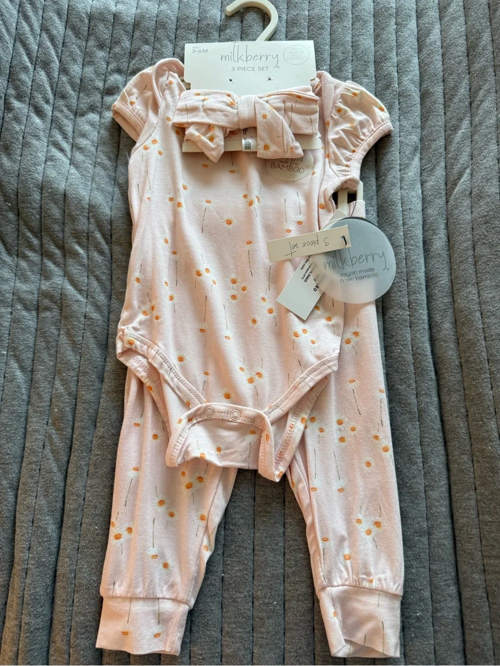 Pink Floral Baby One-Piece 3-Piece Set
